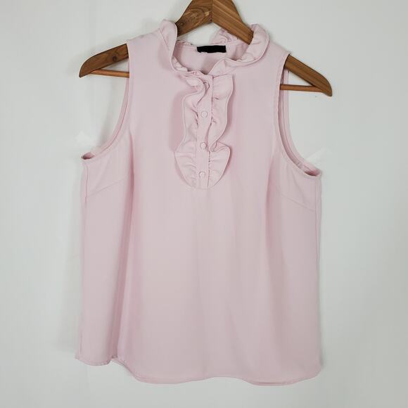 J. Crew Pink Sleeveless Ruffled Quarter Button Shirt Women's Size Small - Picture 1 of 5